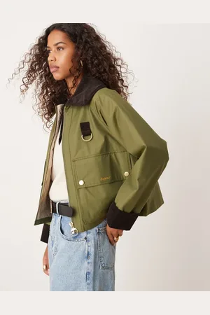 Barbour Nora Casual Jacket in dark moss/light sand/dark moss