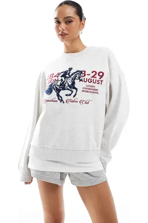 ASOS Oversized sweat with horse graphic in ice marl