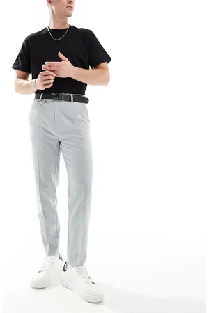 ASOS Smart tapered fit trousers with turnups in light