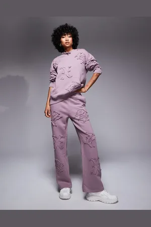 Liquor N Poker Allover motif straight leg jogger co-ord in berry mix