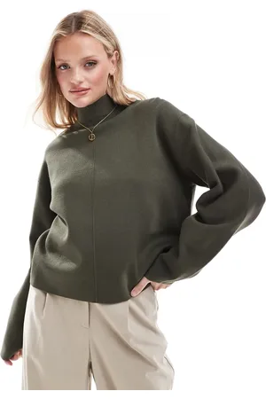 & OTHER STORIES Knitted roll neck sweater in dark khaki