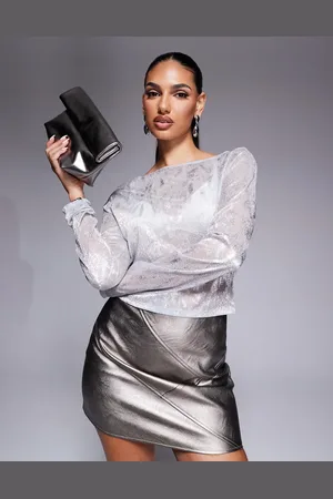 ASOS Relaxed fit long sleeve metallic top