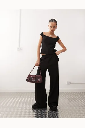 Weekday Raven co-ord scoop neck top with hook & eye detail in pinstripe