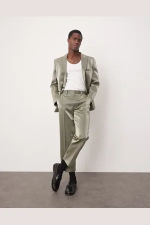 ASOS Straight cropped suit trousers in metallic