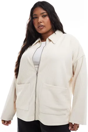 ASOS ASOS DESIGN Curve borg collar zip through in cream