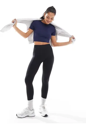 Threadbare Super stretch crop tee in navy