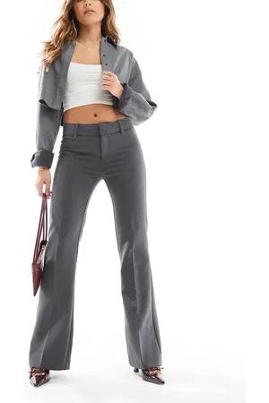 Bershka Flared tailored trousers in dark