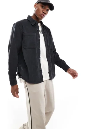 Hollister Wide wale cord overshirt in charcoal