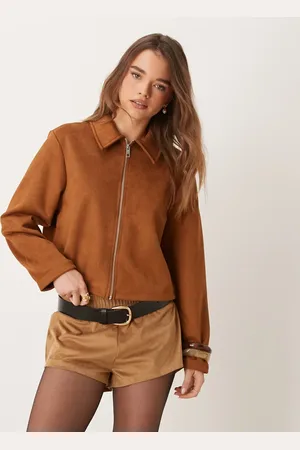 ASOS Suedette top collar jacket in tan