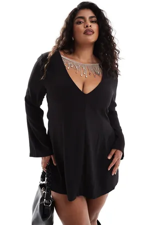 Forever New Long sleeve embellished back mini dress in