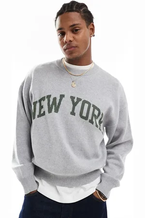 Cotton On Cotton On knitted jumper in with New York graphic