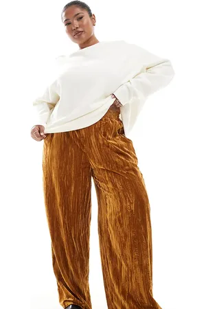 ASOS Curve crinkle velvet pull on trouser in