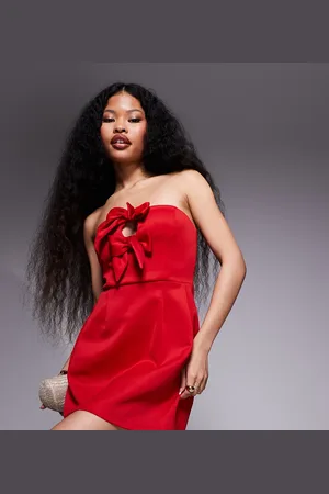 New Look Bow detail bandeau mini dress in