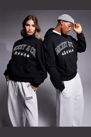 ASOS Disney unisex boxy oversized heavyweight hoodie with Mickey Mouse & Friends embroidery in