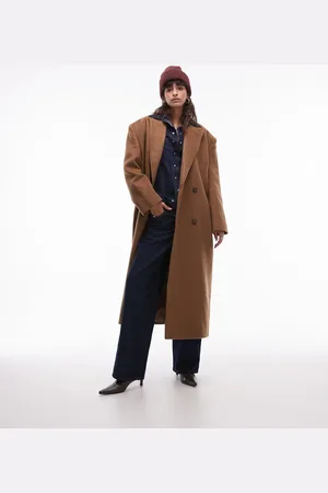 Topshop Premium formal coat with wool in camel