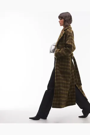 Topshop Brushed check formal coat in