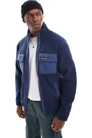 Columbia Colourblock pebbled full zip fleece in collegiate navy