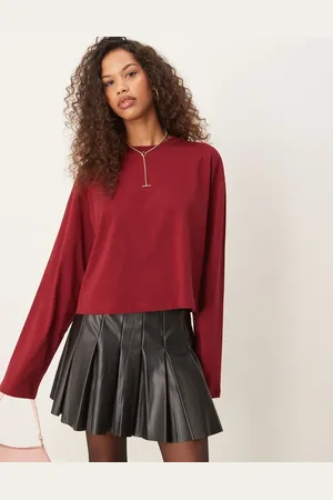 ASOS Boxy long sleeve tee in burgundy