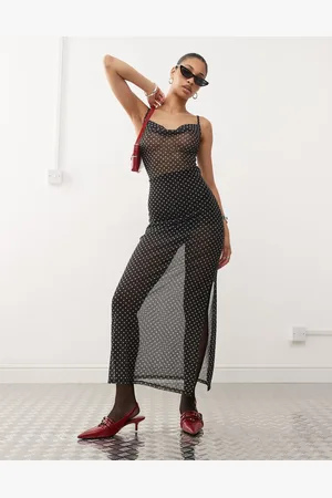 Noisy May Sheer maxi dress in polka dot