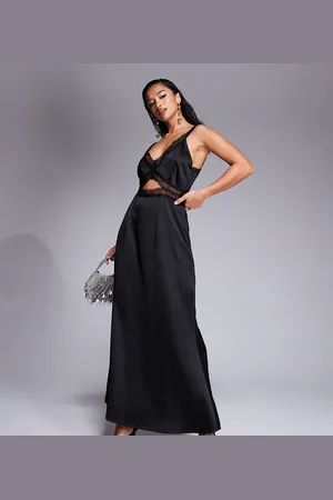 Never Fully Dressed Petite Mimi lace cut-out slip maxi dress in