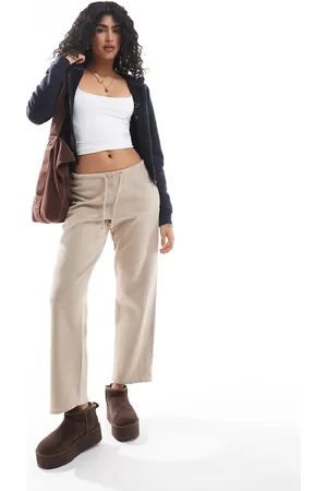 Pull&Bear Wide leg jogger in washed beige
