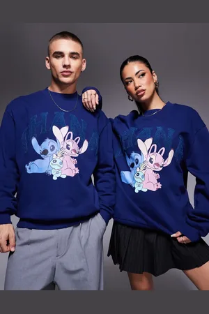 ASOS Disney unisex oversized sweatshirt with Stitch and Angel boucle print in