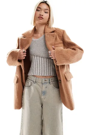 Native Youth Brushed oversized blazer jacket in camel