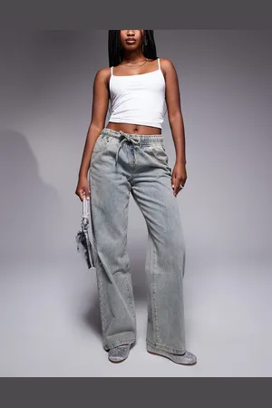 Liquor N Poker Baggy jeans with rhinestone side detail in