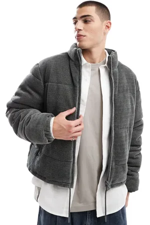 ASOS Cropped waffle cord puffer jacket in