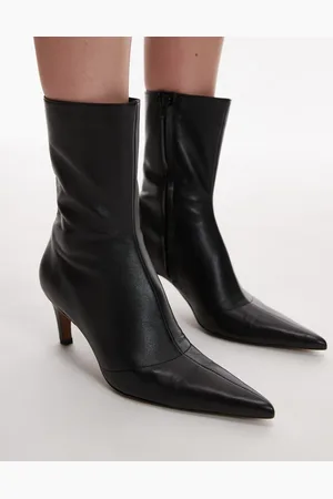 Topshop Neeve premium leather high heeled ankle boots in