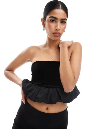 Bershka Velvet puffball top in