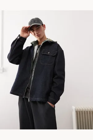 COLLUSION Denim zip through shirt in rinse wash