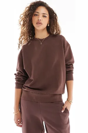Pull&Bear Oversized sweat co-ord in brown