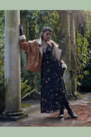Topshop Burnout out floral maxi halter dress in