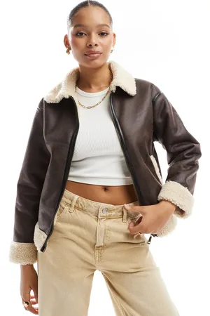 Cotton On Cotton On dakota faux leather aviator jacket in cream