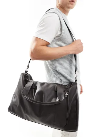 French Connection French Connection faux leather weekend holdall bag in dark
