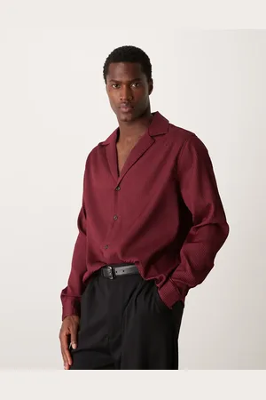ASOS Boxy oversized plisse shirt in