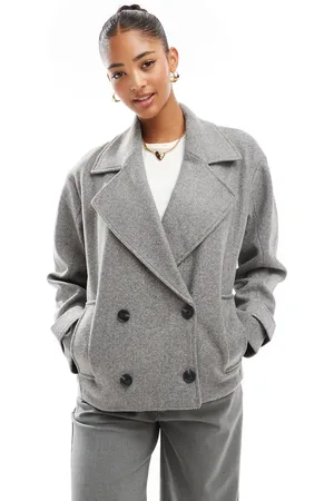 Pull&Bear Cropped wool look trench coat in