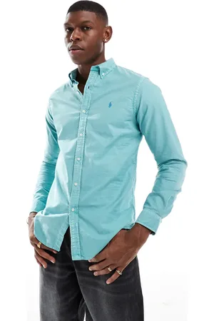 Ralph Lauren Icon logo slim fit garment dyed oxford shirt in light