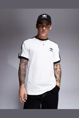adidas 3 stripe ringer t-shirt in
