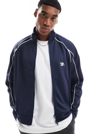 Bershka Piped co-ord track jacket in