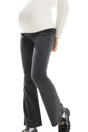 Mama;licious Mamalicious Maternity herringbone jersey flares in dark grey