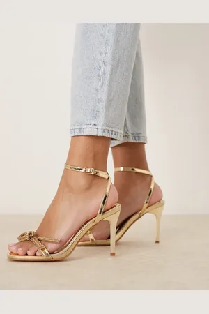 Glamorous Stiletto heeled sandals with embellished bow in