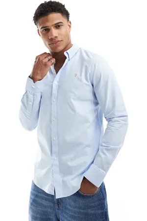 Farah Brewer slim fit long sleeve shirt in light