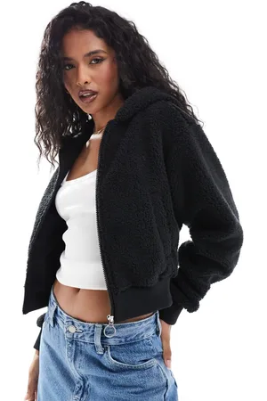 Cotton On Cotton On washed sherpa zip jacket in black