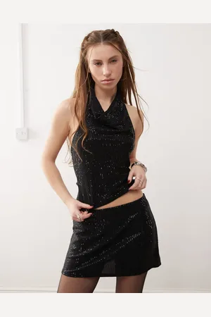 Reclaimed Sequin cowl neck party top co-ord in
