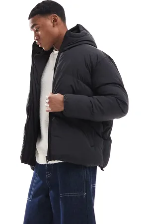 Brave Soul Oversized hooded chevron quilted puffer jacket in