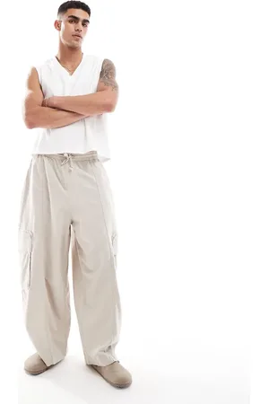 ASOS Oversized linen texture cargo trouser in
