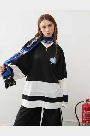COLLUSION Long sleeve oversized airtex sports top in multi