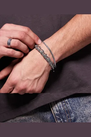 ASOS 3 pack waterproof stainless steel chain bracelets in tone